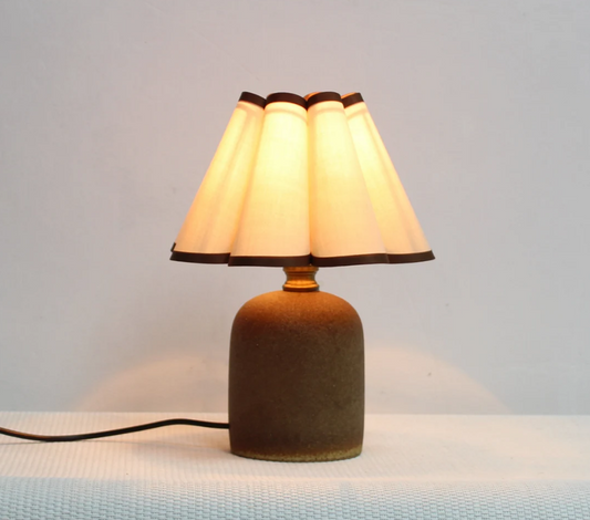 Handmade bedside table lamp with khaki fabric and brown base lamp elegant lamp for Home Decor