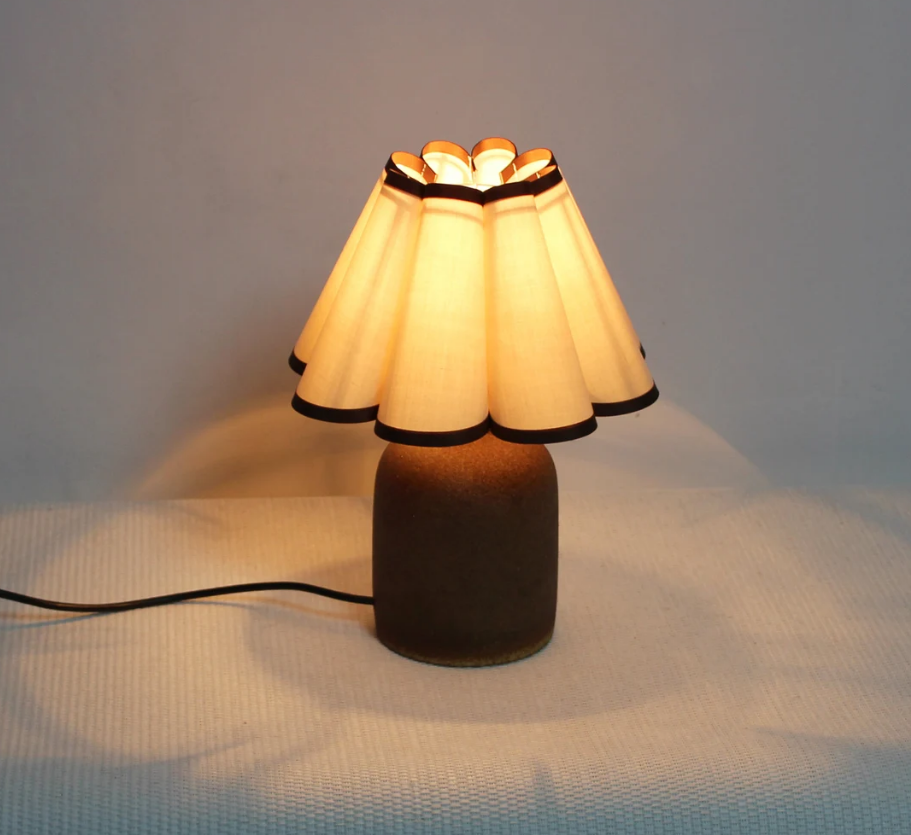 Handmade bedside table lamp with khaki fabric and brown base lamp elegant lamp for Home Decor