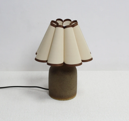 Handmade bedside table lamp with khaki fabric and brown base lamp elegant lamp for Home Decor