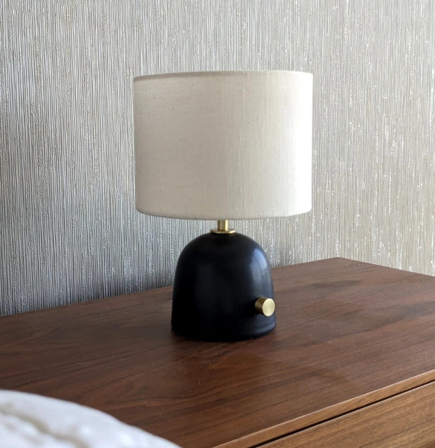 Ceramic Bedside Lamp Table Lamp Hand Turned Dimmable Lamp for Bedroom Living Room Decor